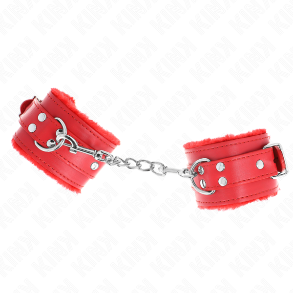 Kink - Appui-Poignets Doublés DE Fourrure Rouge Avec Ceinture ...