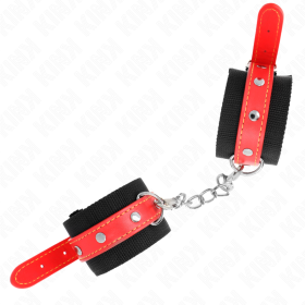 Kink - Suporte de pulso de nylon preto com couro vermelho ajustável ...