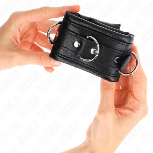 Kink - Appui-Poignets Lourds Doublés DE Fourrure Noire Réglabl...