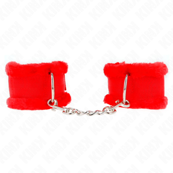 Kink - Appui-Poignets Doublés DE Fourrure Rouge Ajustable 17-3...