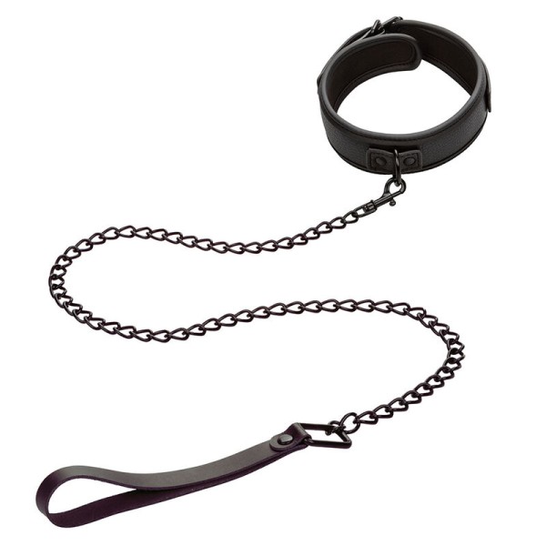 Calexotics - Collar Y Correa De Cuero Ajustable Nocturno Negro
