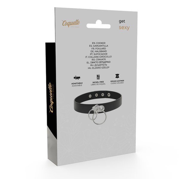Coquette Chic Desire - RAS DE COU Double Anneau EN Cuir Végan