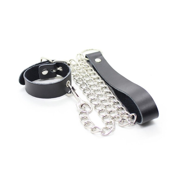 Ohmama Fetish - Collier Pénis ET Bracelet EN Cuir Avec Chaîne ...