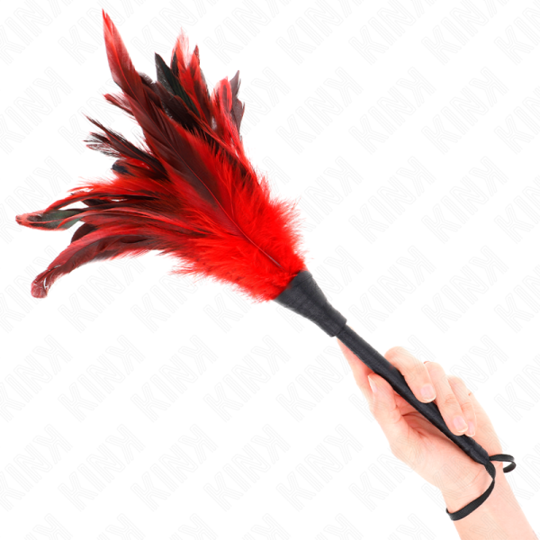 Kink - Plumas de Pollo Cosquillas en Forma de Cuerno Rojo 36 CM