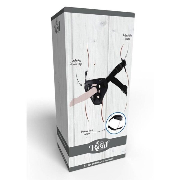 GET REAL - ARNÉS CON CORREA NEGRO DE LUJO GET REAL