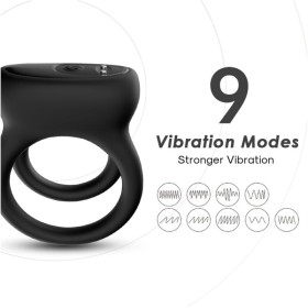 Armony - Vibrateur Double Anneau Noir – Cockring avec vibration