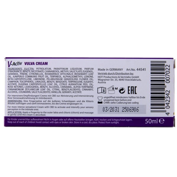 Hot - Luva Creme Vulvar CBD 50ml – Série à base de CBD