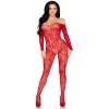 LEG Avenue - 89366 Lingerie EN Dentelle Bodystocking Rouge - T...