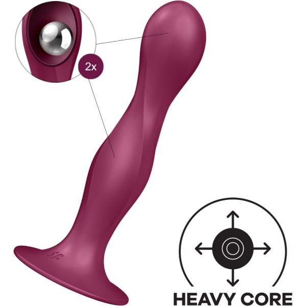 SATISFYER - DILDO DE SILICONE DUPLO BALL-R GARNET