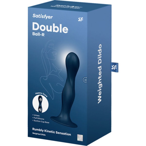 SATISFYER - DILDO DE SILICONE DOUBLE BALL-R AZUL