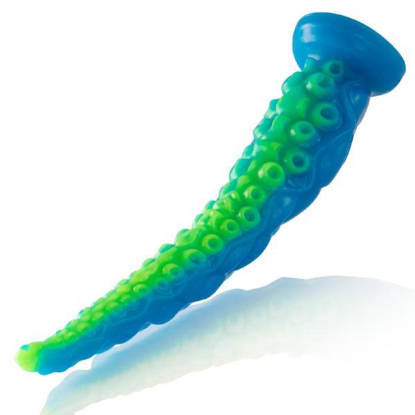 ÉPICO - DILDO DE TENTÁCULO FLUORESCENTE SCYLLA FINO DE TAMANHO GRANDE