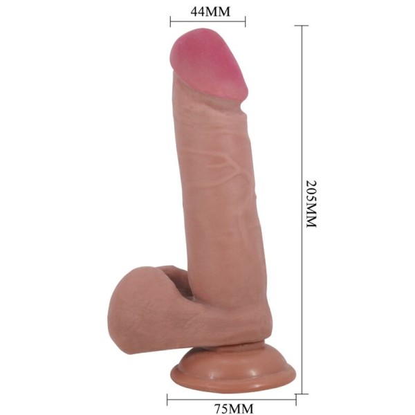 BONITO AMOR - SÉRIE SLIDING SKIN DILDO REALÍSTICO COM VENTOSA DESLIZANTE PELE CARNE 20,5 CM