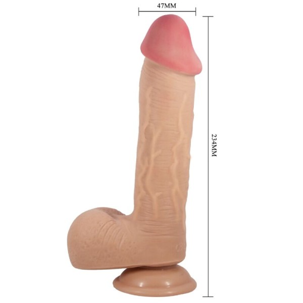 BONITO AMOR - SÉRIE SLIDING SKIN DILDO REALÍSTICO COM VENTOSA DESLIZANTE PELE CARNE 23,4 CM