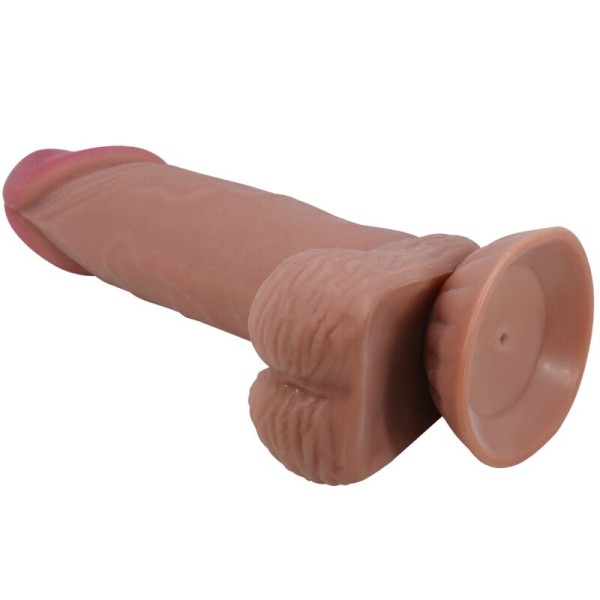 BONITO AMOR - SÉRIE SLIDING SKIN DILDO REALÍSTICO COM VENTOSA DESLIZANTE PELE MARROM 19,4 CM