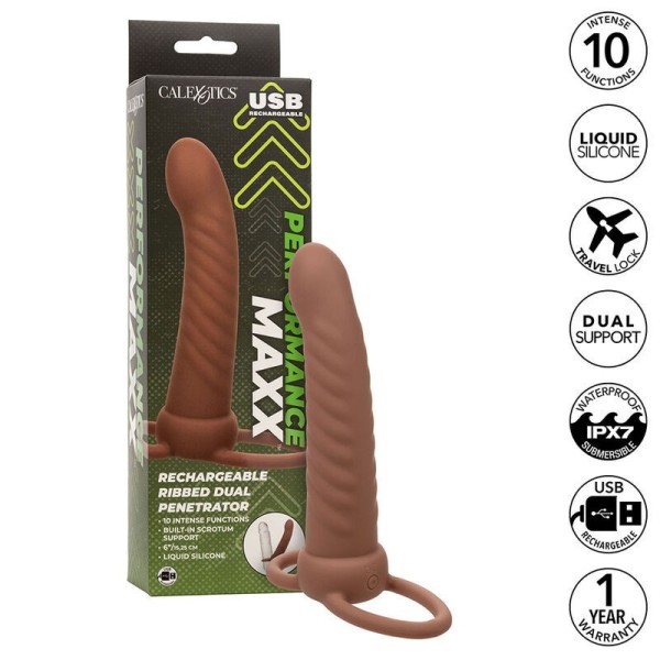 CALEXOTICS - MAXX RIBBED DOBLE PENETRADOR 10 VIBRACIONES CALEXOTI