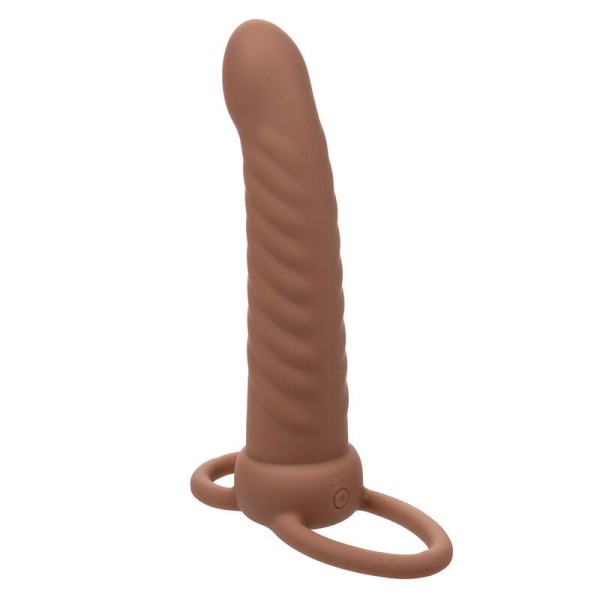 CALEXOTICS - MAXX RIBBED DOUBLE PÉNÉTRATEUR 10 VIBRATIONS MARRON CALEXOTICS