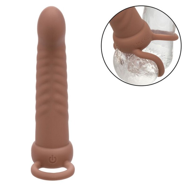 CALEXOTICS - MAXX RIBBED DOUBLE PÉNÉTRATEUR 10 VIBRATIONS MARRON CALEXOTICS