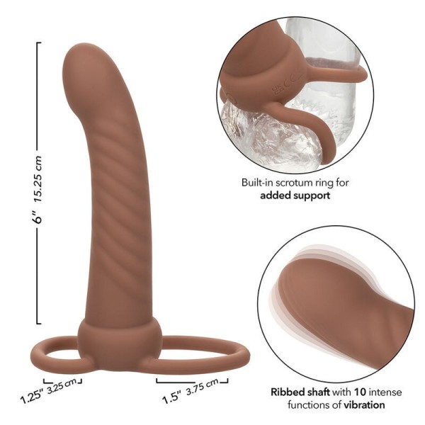CALEXOTICS - MAXX RIBBED DOUBLE PÉNÉTRATEUR 10 VIBRATIONS MARRON CALEXOTICS