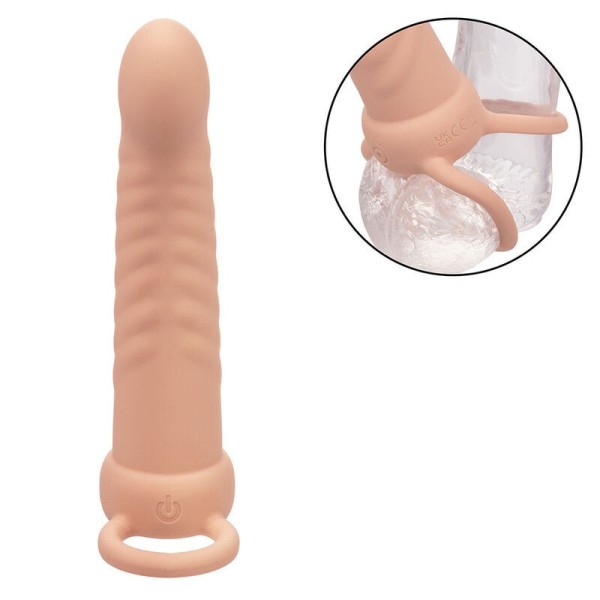 CALEXOTICS - MAXX DOUBLE PÉNÉTRATEUR NERVURÉ 10 VIBRATIONS FLESH CALEXOTICS