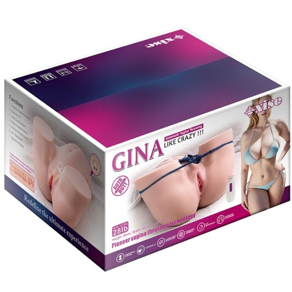 XISE - GINA MASTURBATEUR VAGIN RÉALISTE MULTIPOSITION AVEC VIBRATION ET TÉLÉCOMMANDE