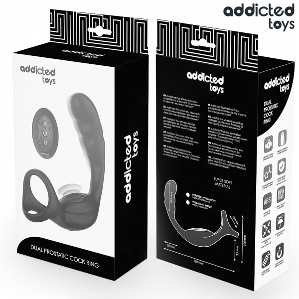 ADDICTED TOYS - ANNEAU PÉNIS PROSTATIQUE DOUBLE AVEC TÉLÉCOMMANDE