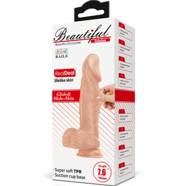 BAILE - BEAUTIFUL ENCOUNTER ZEBULON GODEMICHET RÉALISTE FLEXIBLE 19,4 CM NATUREL