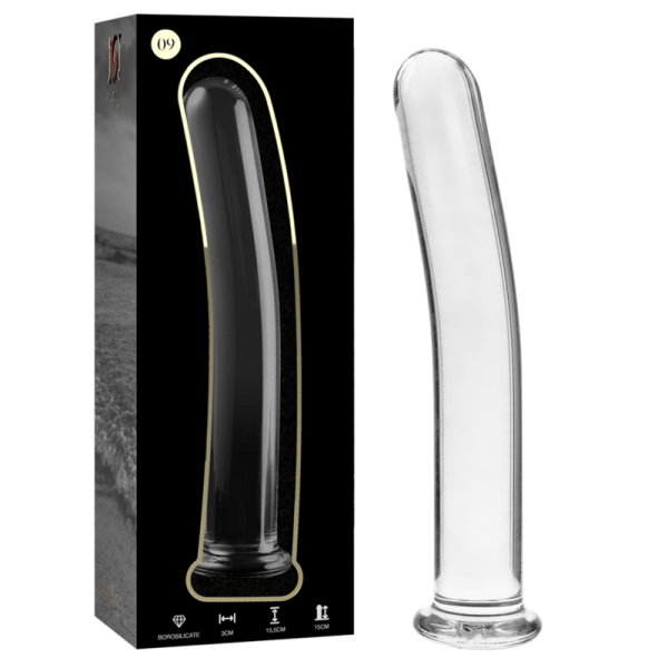 SÉRIE NEBULA DE IBIZA - MODELO 9 DILDO DE VIDRO BOROSILICADO TRANSPARENTE 15,5 CM -O- 2,5 CM