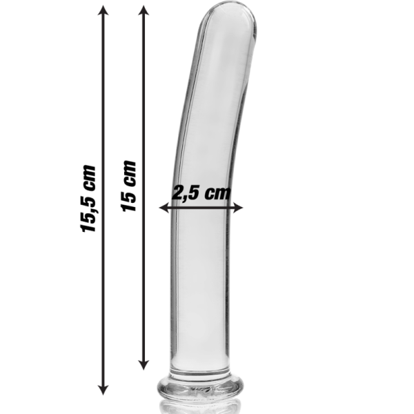 SÉRIE NEBULA DE IBIZA - MODELO 9 DILDO DE VIDRO BOROSILICADO TRANSPARENTE 15,5 CM -O- 2,5 CM