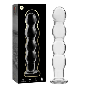 SÉRIE NEBULA DE IBIZA - MODELO 10 DILDO DE VIDRO BOROSILICADO TRANSPARENTE 16,5 CM -O- 3,5 CM