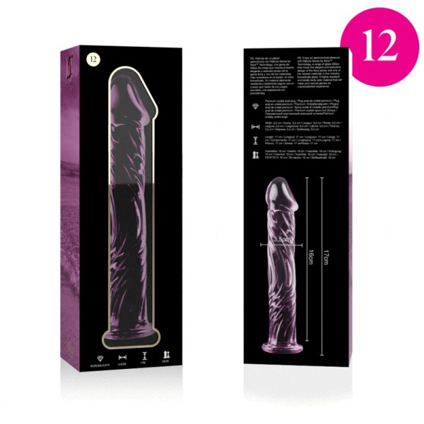 SÉRIE NEBULA DE IBIZA - MODELO 12 DILDO VIDRO BOROSILICATO ROSA 17 CM -O- 3,5 CM
