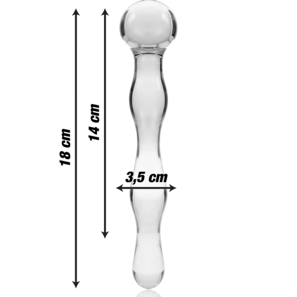 SÉRIE NEBULA DE IBIZA - MODELO 13 DILDO DE VIDRO BOROSILICADO TRANSPARENTE 18 CM -O- 3,5 CM