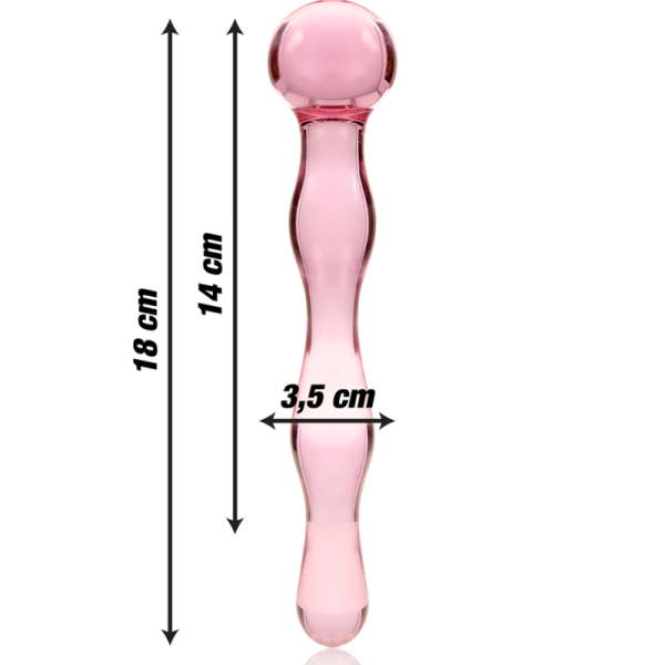 SÉRIE NEBULA DE IBIZA - MODELO 13 DILDO VIDRO BOROSILICADO ROSA 18 CM -O- 3,5 CM