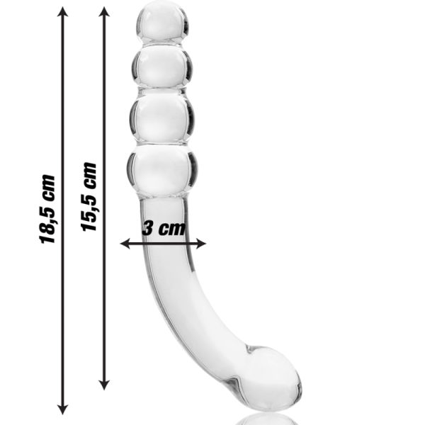SÉRIE NEBULA DE IBIZA - MODELO 14 DILDO DE VIDRO BOROSILICADO TRANSPARENTE 18,5 CM -O- 3 CM