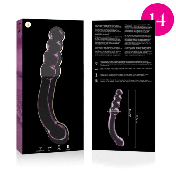 SÉRIE NEBULA DE IBIZA - MODELO 14 DILDO DE VIDRO BOROSILICADO ROSA 18,5 CM -O- 3 CM