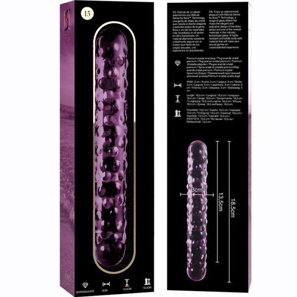 NEBULA SERIES BY IBIZA - MODÈLE 15 GODE EN VERRE BOROSILICATE ROSE 18.5 CM -O- 3 CM