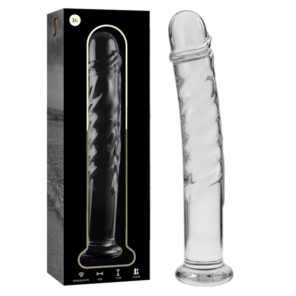 SÉRIE NEBULA DE IBIZA - MODELO 16 DILDO DE VIDRO BOROSILICADO TRANSPARENTE 18,5 CM -O- 3 CM