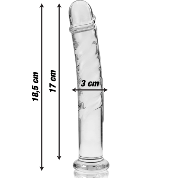 SÉRIE NEBULA DE IBIZA - MODELO 16 DILDO DE VIDRO BOROSILICADO TRANSPARENTE 18,5 CM -O- 3 CM