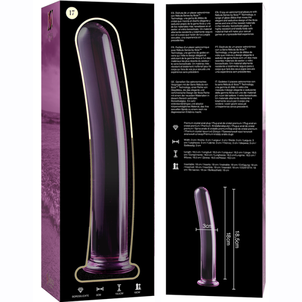 SÉRIE NEBULA DE IBIZA - MODELO 17 DILDO DE VIDRO BOROSILICADO ROSA 18,5 CM -O- 3 CM