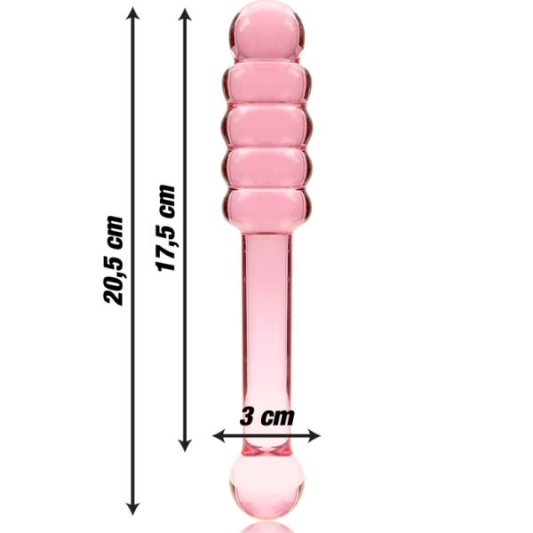 SÉRIE NEBULA DE IBIZA - MODELO 20 DILDO DE VIDRO BOROSILICADO ROSA 20,5 CM -O- 3 CM
