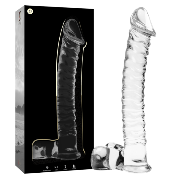 SÉRIE NEBULA DE IBIZA - MODELO 23 DILDO DE VIDRO BOROSILICADO TRANSPARENTE 21,5 CM -O- 4 CM
