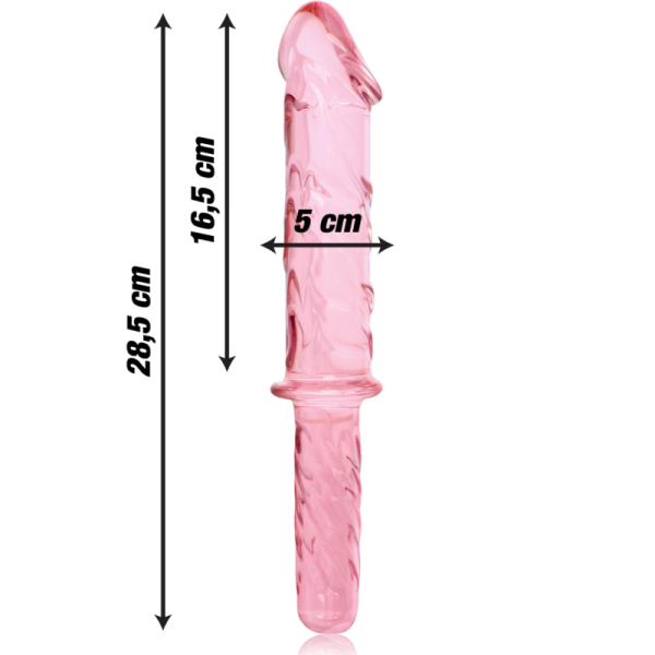 SÉRIE NEBULA DE IBIZA - MODELO 24 DILDO DE VIDRO BOROSILICADO ROSA 28,5 CM -O- 5 CM