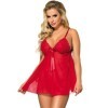 SUBBLIME - BABYDOLL AVEC NOEUD ET LACETS FLORAUX ROUGE S / M SUBBLIME BABYDOLLS