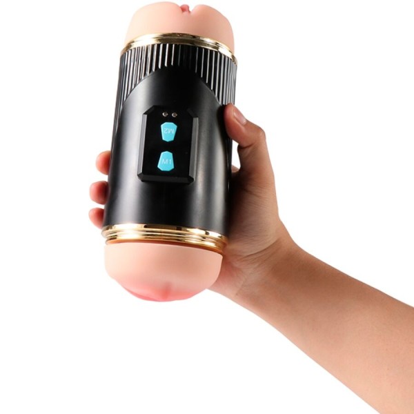 SHEQU - KAY MASTURBADOR DUPLO COM DUPLA VIBRAÇÃO DE BOCA E VAGINA