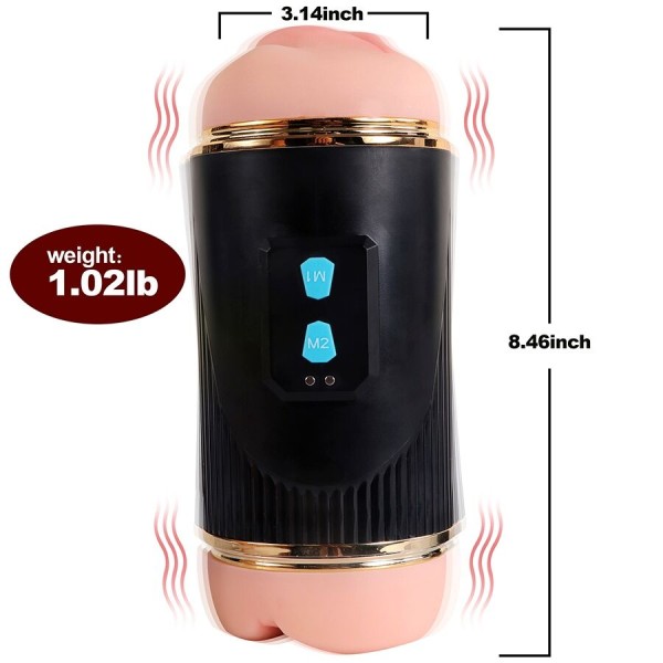 SHEQU - KAY MASTURBADOR DUPLO COM DUPLA VIBRAÇÃO DE BOCA E VAGINA