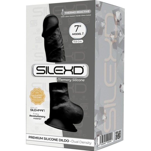 SILEXD - MODELO 1 PÊNIS REALÍSTICO PREMIUM SILEXPAN SILICONE PRETO 17,5 CM