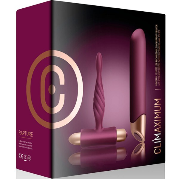 CLIMAXIMUM - KIT RAPTURE VIBRATEUR CLASSIQUE + PLUG ANAL DÉBUTANT