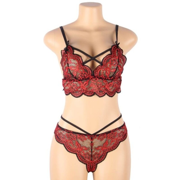 SUBBLIME - SET ENSEMBLE DEUX PIÈCES TOP ET CULOTTE EN DENTELLE S/M SUBBLIME SETS