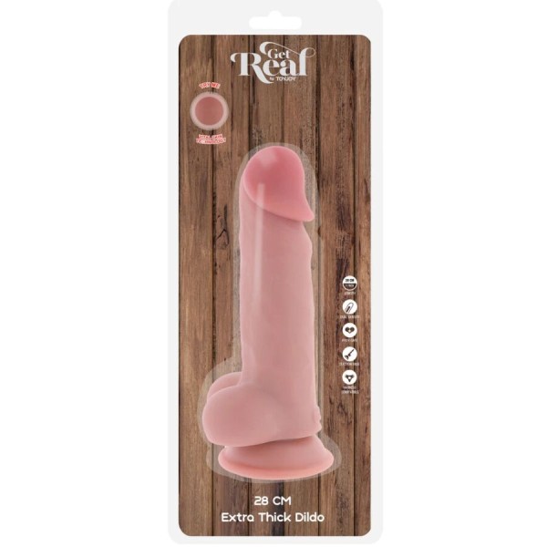GET REAL - PÉNIS RÉALISTE DE LUXE AVEC TESTICULES EXTRA ÉPAIS DE 28 CM