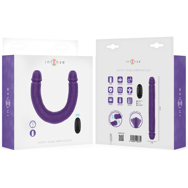 INTENSE - GUNTER DILDO DOUBLE VIBRATEUR 40 CM VIOLET TÉLÉCOMMANDE