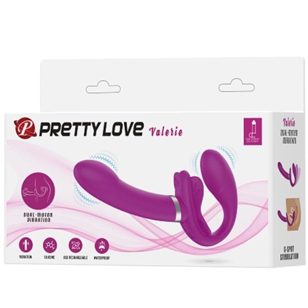PRETTY LOVE - VIBRADOR DUPLO STRAP-ON VALERIE 12 VIBRAÇÕES ROXO PRETTY LOVE